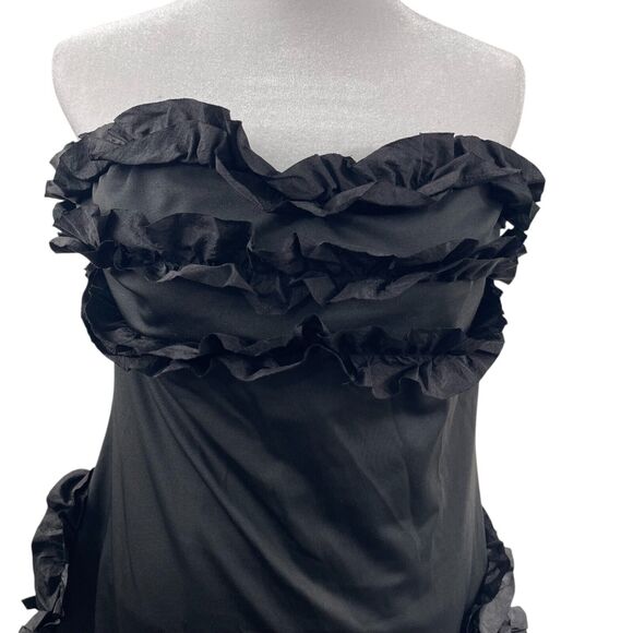 Black Strapless Bodycon Ruched Dress XXL Whimsigoth Witchy Abstract Formal Prom - Picture 2 of 9